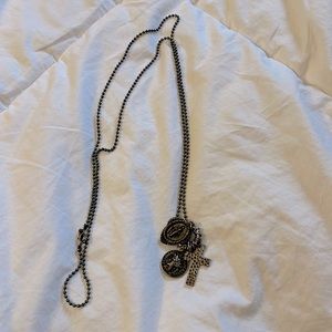 Long chain silver cross necklace